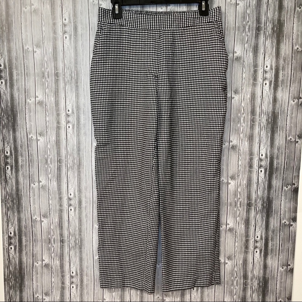 Zara Black & White Houndstooth Wide Leg Pants